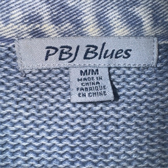 PBJ Blues Vintage Knit Denim Look Button Down Jacket Medium - Light Blue Wash - Picture 2 of 6